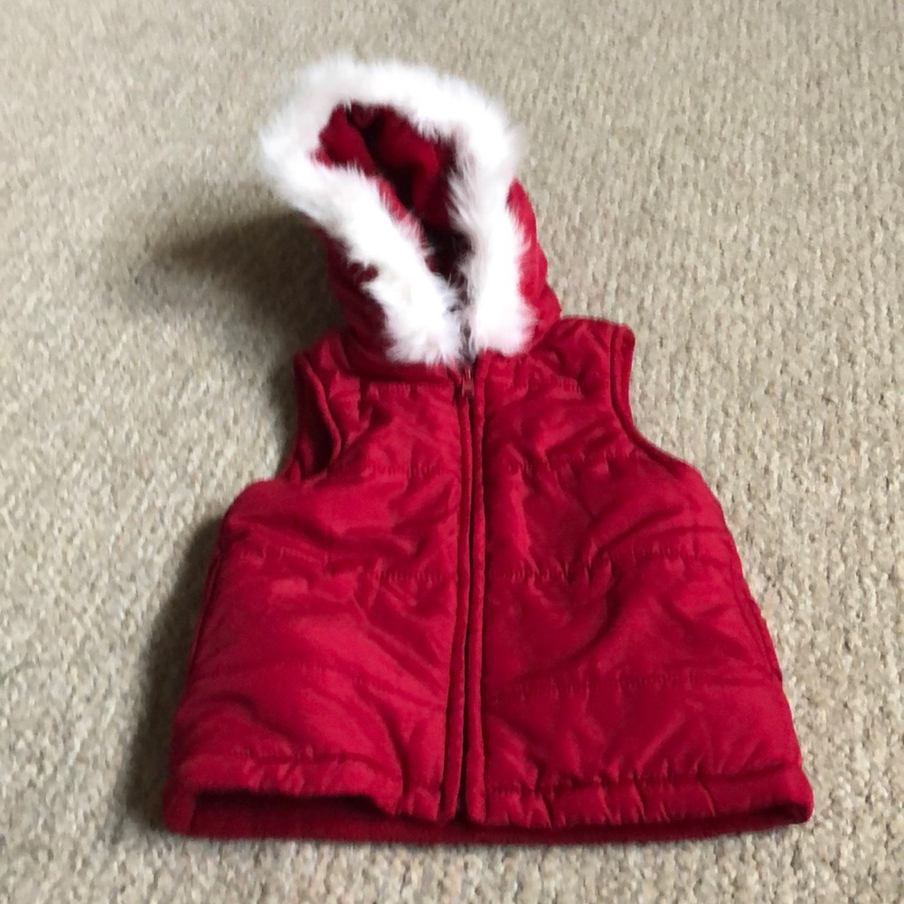 Red Vest with Faux fur trim